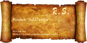 Rodek Sándor névjegykártya